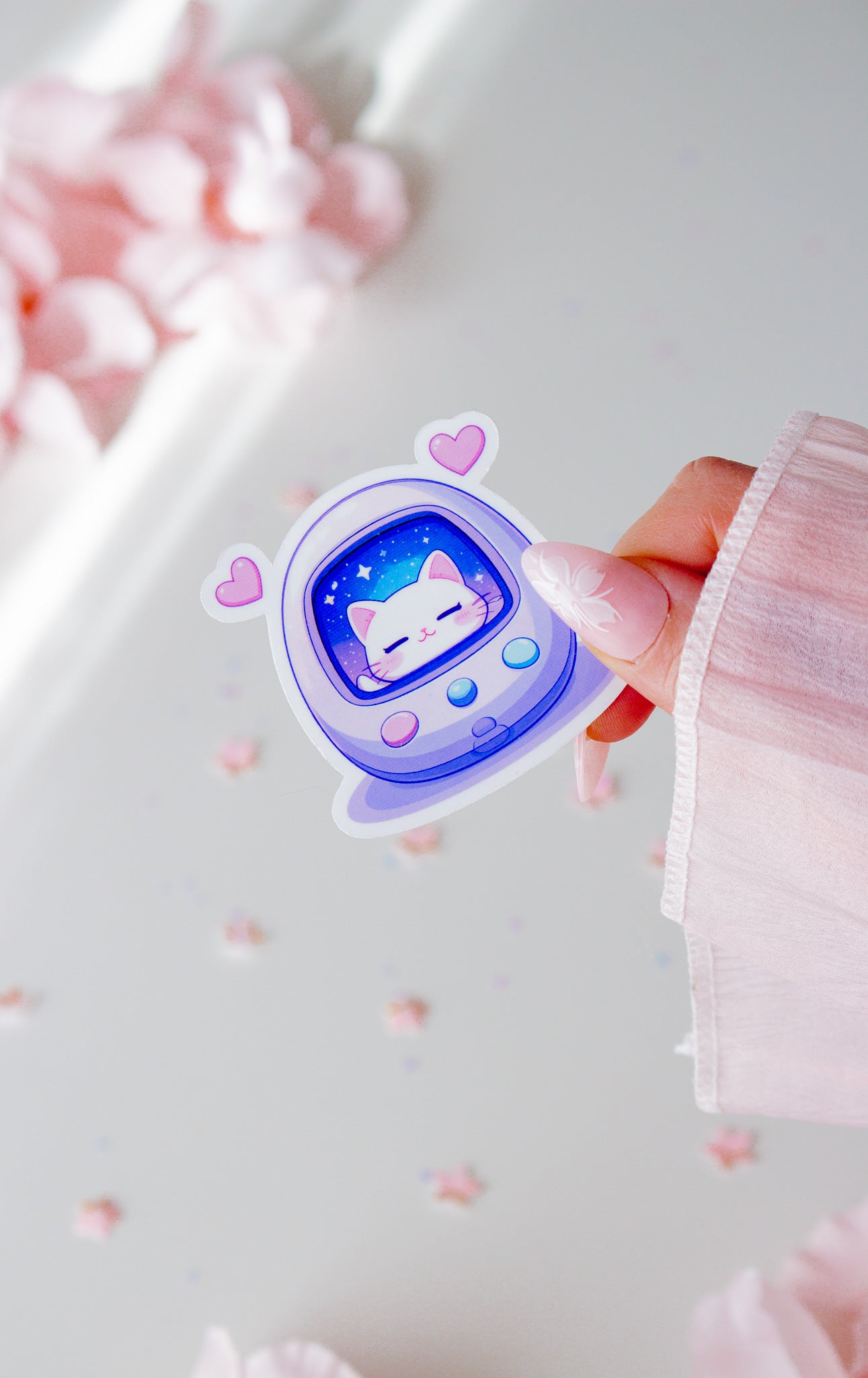 Gaming Cat Sticker Pack - Kawaii Retro Gameboy, Vinyl, Glossy