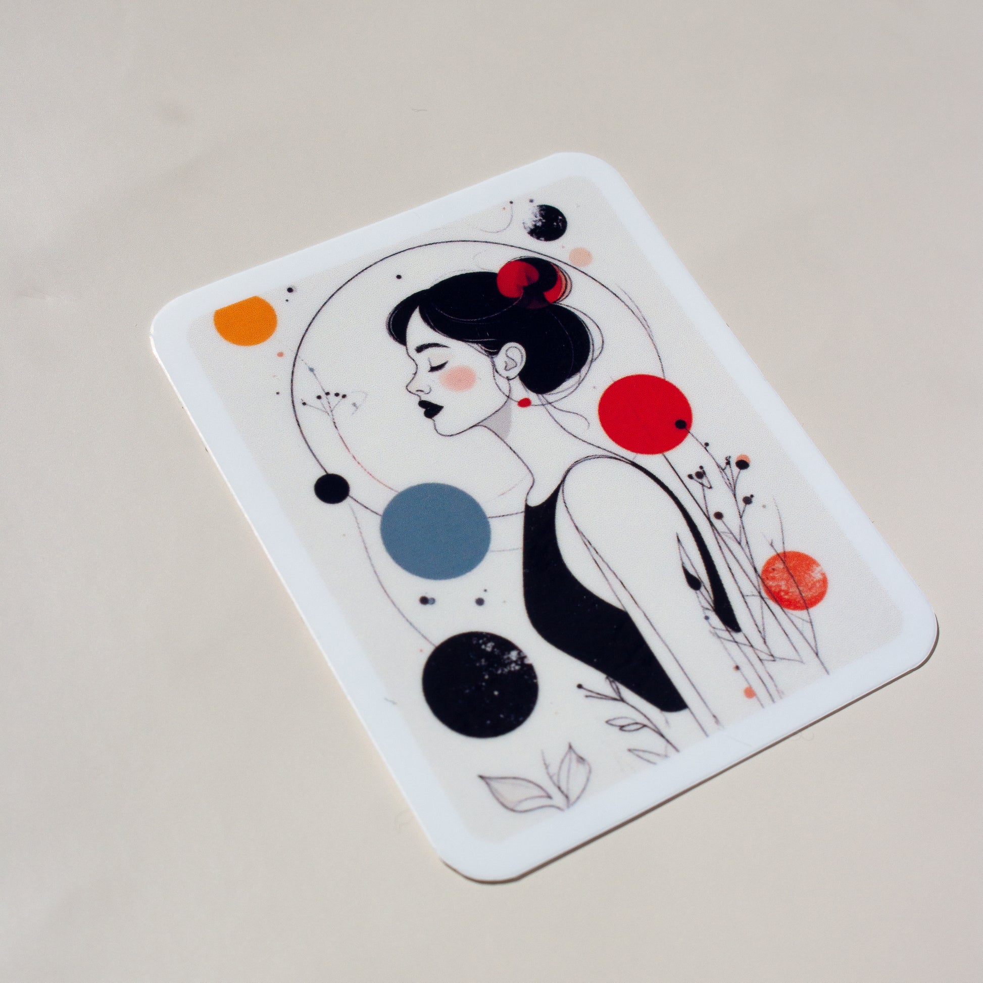 Abstrakte Frau Illustration Sticker Lifestyle-Ansicht auf Notizbuch, minimalistischer Stil
