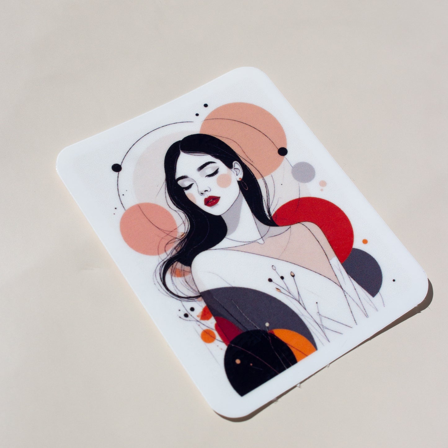 Frau Illustration Warm Abstrakt Sticker auf Notizbuch, minimalistischer Stil in Erdtönen
