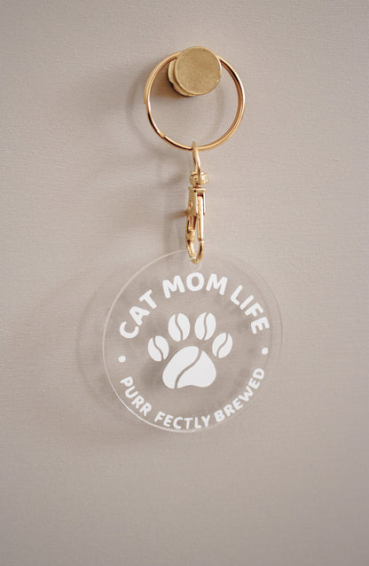Acryl Schlüsselanhänger „Cat Mom Life“