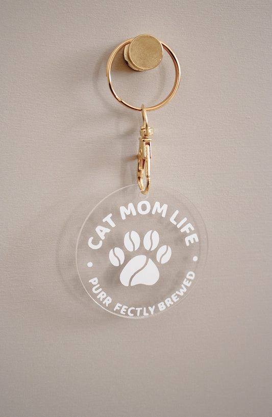 Acryl Schlüsselanhänger „Cat Mom Life“