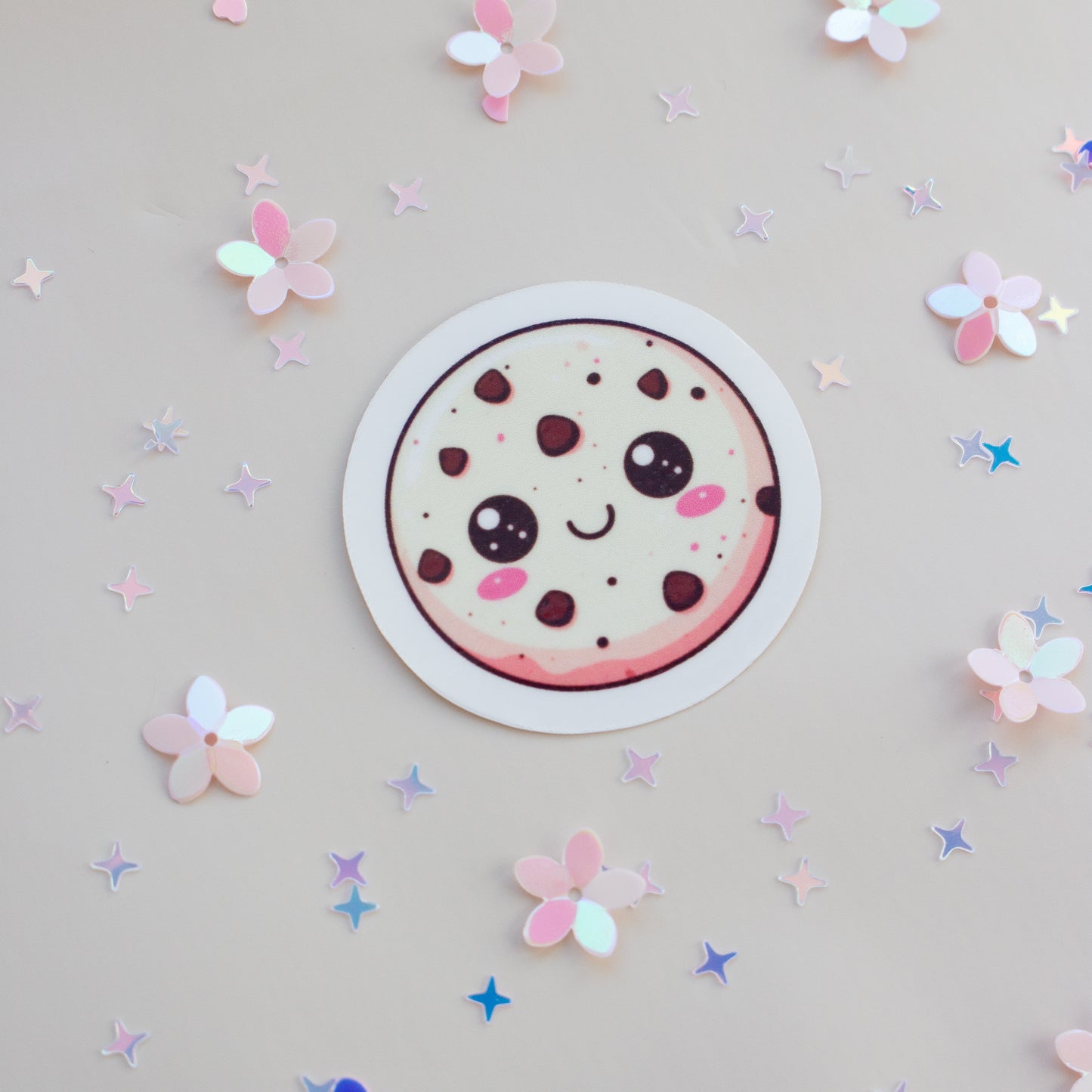 Kawaii Cookie Sticker – Detailansicht, wasserfester Vinyl Sticker

