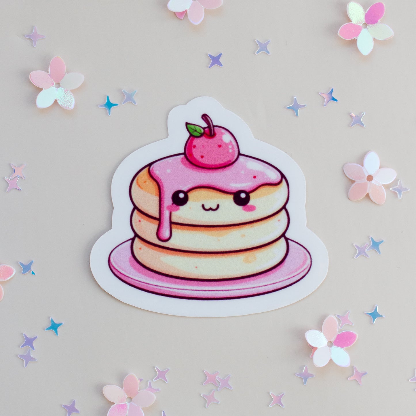 Kawaii Pancake Vinyl Sticker – Süßer Pfannkuchen Sticker, Pastell Kawaii Aesthetic
