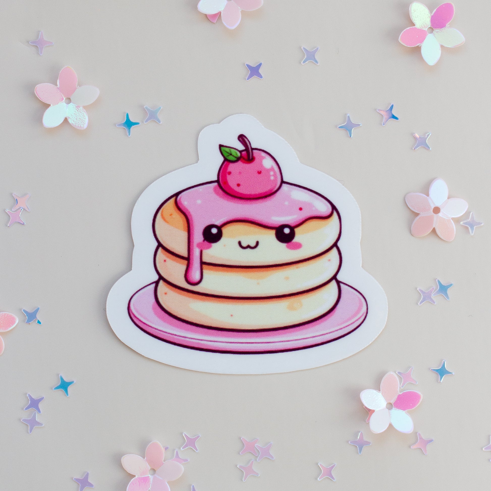 Kawaii Pancake Vinyl Sticker – Süßer Pfannkuchen Sticker, Pastell Kawaii Aesthetic
