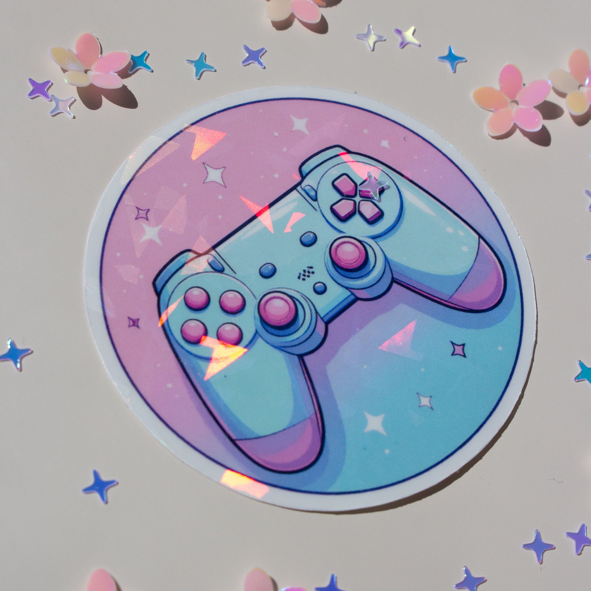 Kawaii gaming Vinyl Sticker – Lifestyle Ansicht auf Laptop oder Notizbuch
