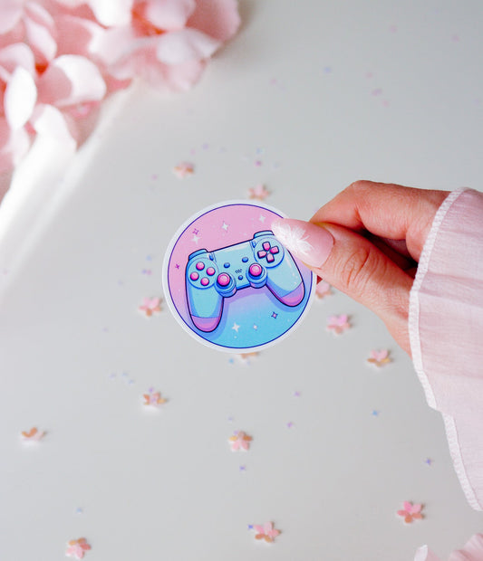 Pastellfarbener Gaming-Controller-Aufkleber Kawaii – rosa-blauer Gamer-Sticker