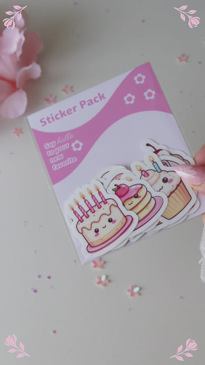 Sweet Taste Sticker Bundle, 20 kawaii Food Sticker, Vinyl, Glossy