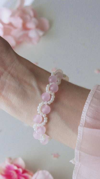Perlenarmband mit Farbwechsel | UV-Armband Pink-Lila Handmade